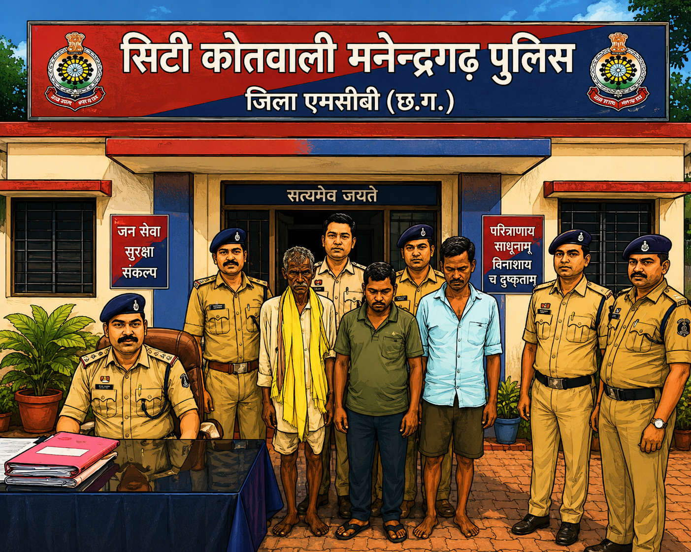 file_000000004ce8720bb1f12b35179c4a44 हत्या के मामले में कोतवाली मनेन्द्रगढ़ पुलिस की बड़ी कार्रवाई, तीन आरोपी गिरफ्तार।